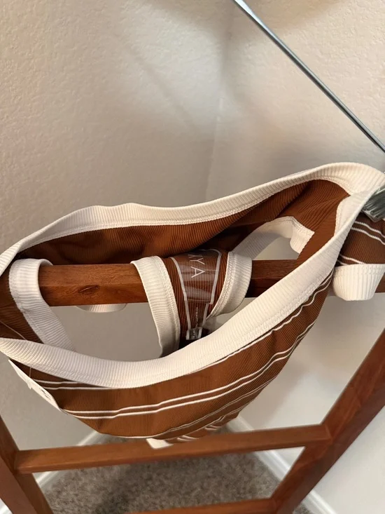 Free People Movement KYA Marlow Top (XL) & Josie Bottom (L)Toffee Stripe Bikini - Picture 7 of 8